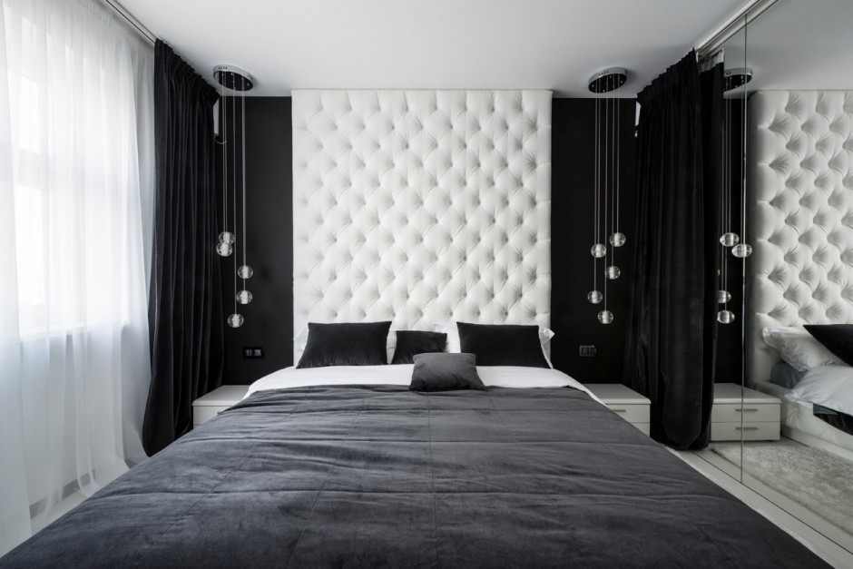 Bedroom Design With Breathtaking Bedroom Design Futuristic Bedroom With White Colored Soft Bed Frame And Several Little Pendant Lamps Bedroom 10 Stunning Black And White Bedroom Ideas In Fall Color Accent