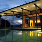 Builing Design Residence Breathtaking Building Design Of Areopagus Residence With White Ceiling Made From Concrete And Several Dark Brown Pillars Made From Wooden Material Dream Homes Stunning Hill House Design With Sophisticated Lighting In Costa Rica