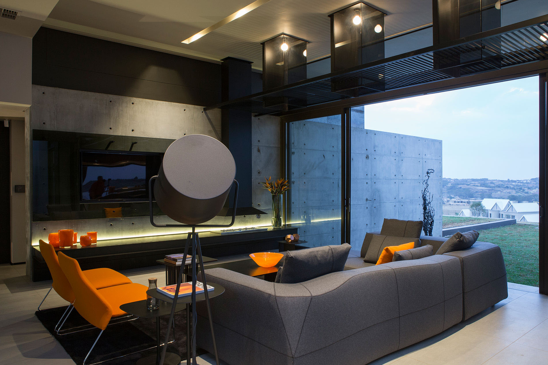 Living Room Of Breathtaking Living Room Space Design Of House Boz By Nico Van Der Meulen Architects With Dark Grey Colored Soft Sofa Dream Homes  Spacious And Concrete Contemporary House With Glass And Steel Elements