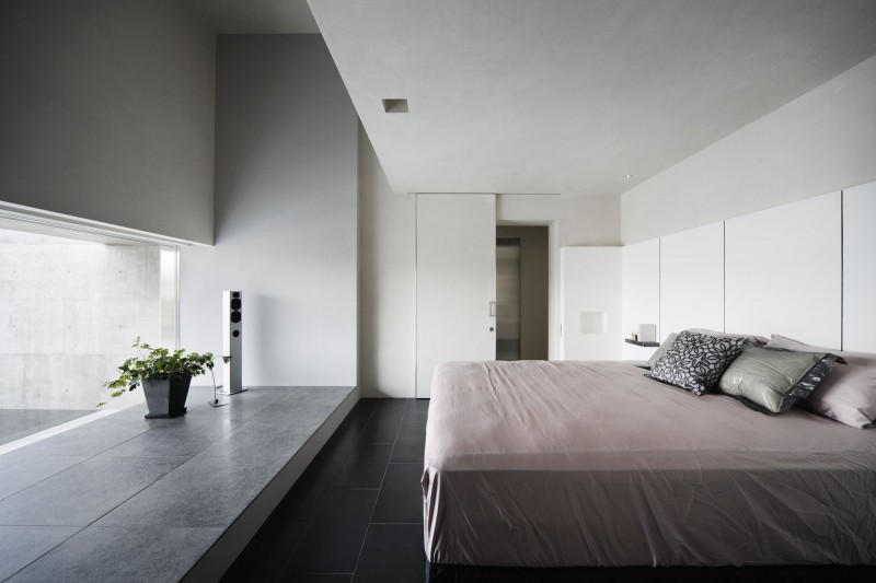 House Of Bedroom Bright House Of Silence Master Bedroom Interior Furnished With Queen Bed With Pillows And Low Window Sills Dream Homes  Sophisticated Modern Japanese Home With Concrete Construction Of Shiga Prefecture