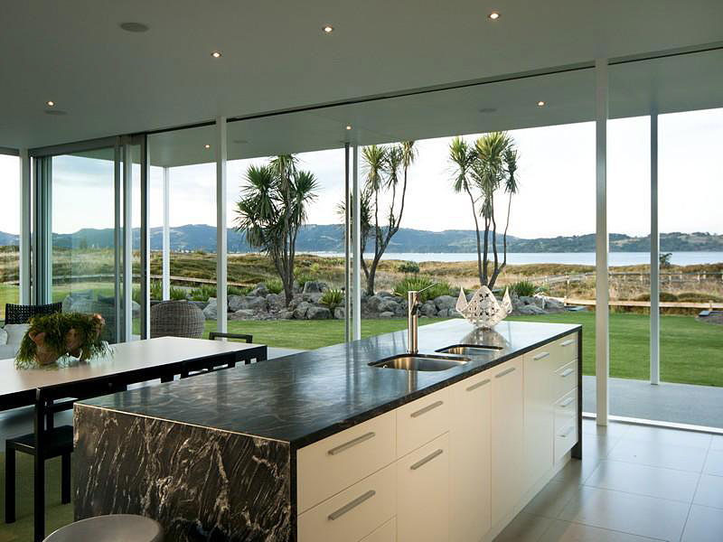 Taumata House Interior Bright Taumata House Unitary Room Interior Designed With Transparency Covering The Wall To Display The Kitchen Dream Homes  Natural Minimalist Home In Contemporary And Beautiful Decorations