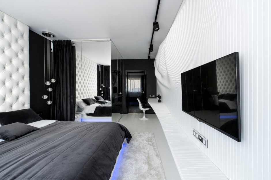 Bedroom Design With Brilliant Bedroom Design Futuristic Bedroom With Wide Black LCD Screen And White Colored Rug Carpet Bedroom 10 Stunning Black And White Bedroom Ideas In Fall Color Accent