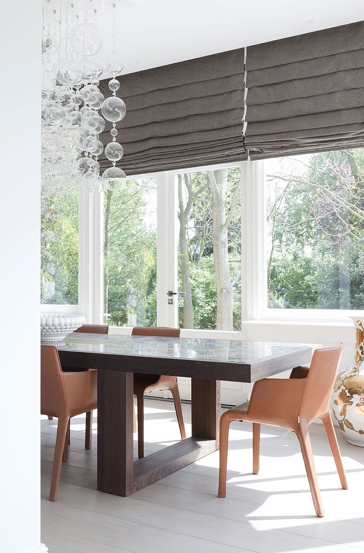 Dining Area The Brilliant Dining Area Design Inside The Manor River Remy Meijers With Dark Wood Dining Table And Orange Chairs Decoration Dazzling Glossy Furniture In Bright And Elegant House Interiors