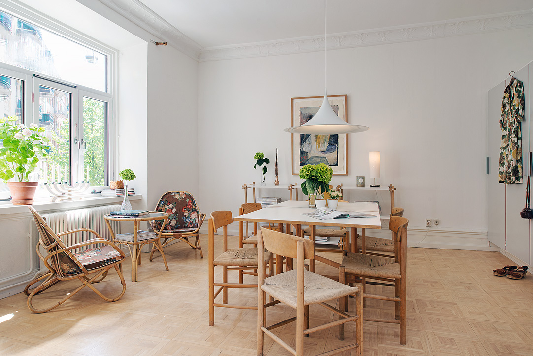 Dining Room The Brilliant Dining Room Design Inside The Swedish Apartment With Classic Wooden Furniture Also Indoor Planters Apartments  Stylish Swedish Interior Style Apartment With Wooden Furniture Accents