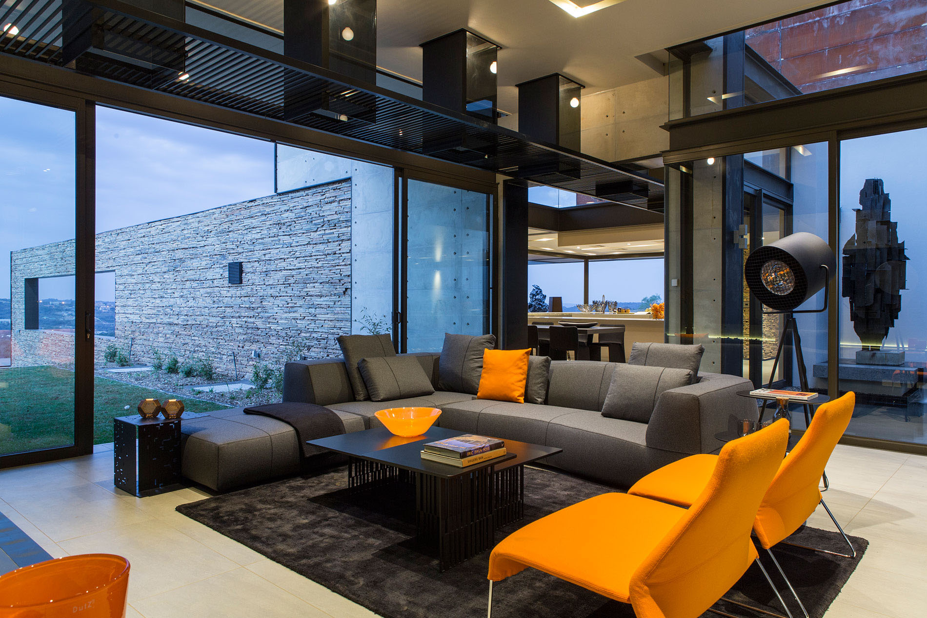 Living Room Of Brilliant Living Room Space Design Of House Boz By Nico Van Der Meulen Architects With Black Colored Rug Carpet Dream Homes Spacious And Concrete Contemporary House With Glass And Steel Elements