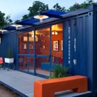 Blue Navy Wall Calm Blue Navy Painted Molded Wall Covered Container Guest House Involved Potted Plants And Outdoor Chairs In Terrace Dream Homes Stunning Shipping Container Home With Stylish Architecture Approach