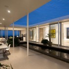 View Of Courtyard Calm View Of Taumata House Courtyard Seen By Evening From Open Semi Outdoor Dining Space With Recessed Lamps Dream Homes Natural Minimalist Home In Contemporary And Beautiful Decorations