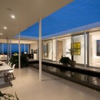 View Of Courtyard Calm View Of Taumata House Courtyard Seen By Evening From Open Semi Outdoor Dining Space With Recessed Lamps Dream Homes Natural Minimalist Home In Contemporary And Beautiful Decorations
