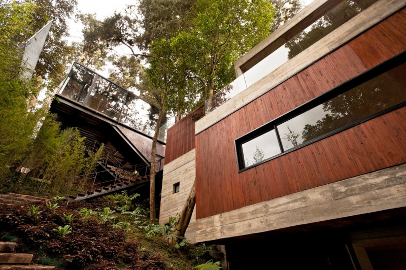 Building Design House Captivating Building Design Of Corallo House With Dark Brown Wall Made From Wooden Material And Wide Shaped Glass Panel Windows Dream Homes Exquisite Modern Treehouse With Stunning Cantilevered Roof