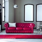 Classic Living Chesterfield Captivating Classic Living Room With Chesterfield Red Leather Sofa And Silver Colored Arch Lamp Which Is Made From Stainless Steel Furniture Outstanding Living Room Furnished With A Red Leather Couch Or Sofa Sets