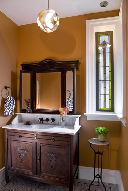 Eclectic Bathroom Modern Captivating Eclectic Bathroom With Affordable Modern Furniture Such As Several Dark Brown Wooden Cabinets Decoration Stylish Modern Furniture For Fascinating Interior Design