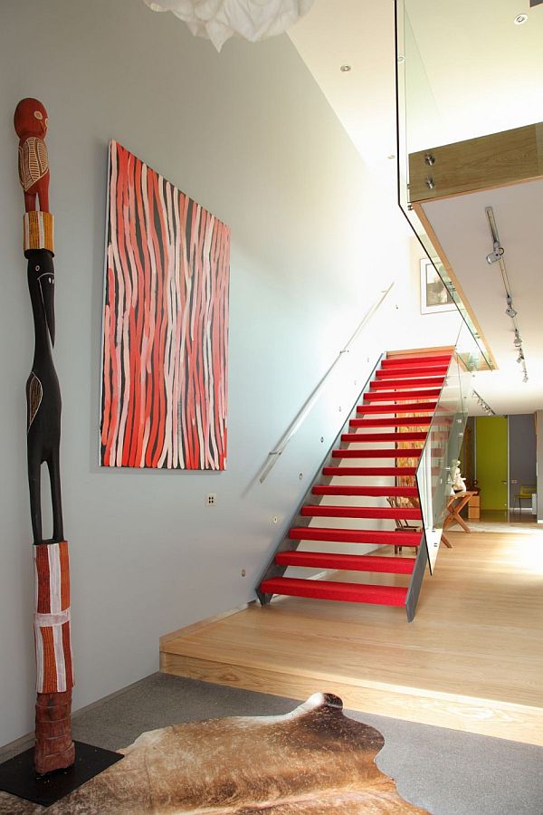 Red Stair Sublime Captivating Red Stair Design Makes Sublime Richmond House Has Stunning Home Interior That Make Owner Feel Comfort Architecture Charming Minimalist Home With Small Garden And Modern Furniture