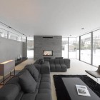 Black Swanky The Casual Black Swanky Sofa Inside The Modern Room Interior And Beautiful Outside View To Get Total Relaxation Dream Homes Beautiful Grey Paint Colors For Your Perfect Contemporary Homes
