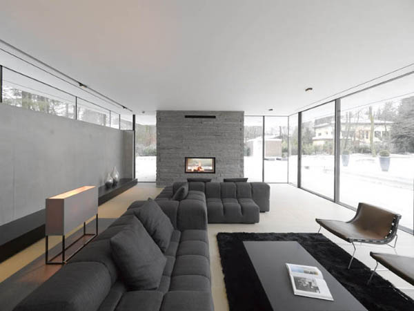 Black Swanky The Casual Black Swanky Sofa Inside The Modern Room Interior And Beautiful Outside View To Get Total Relaxation Dream Homes Beautiful Grey Paint Colors For Your Perfect Contemporary Homes