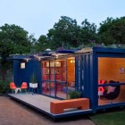 Glass Windows Navy Charming Glass Windows On Blue Navy Molded Wall Of Container Guest House Covered The House Completed Terrace Outside Dream Homes Stunning Shipping Container Home With Stylish Architecture Approach