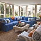 Covered Porch Blue Chic Covered Porch Design Applied Blue Sectional Sofa Slipcovers And Tufted Coffee Table Also Striped Armchairs Decoration Chic Sectional Sofa Slipcovers For Elegant Sofa Looks