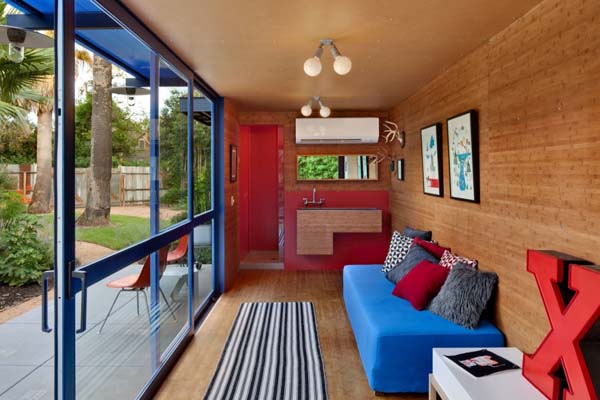 White Small Lamp Chic White Small Modular Hanging Lamp On Gold Colored Ceiling Inside Container Guest House Above Contemporary Living Room Dream Homes Stunning Shipping Container Home With Stylish Architecture Approach