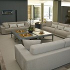 Furniture Application Living Classy Furniture Application In Modern Living Room With Three White Sofas Small Pillows Four Grey Tables Chic White Orchid Flower On Table Dream Homes Spanish Home Design With Futuristic And Elegant Cantilevered Decorations