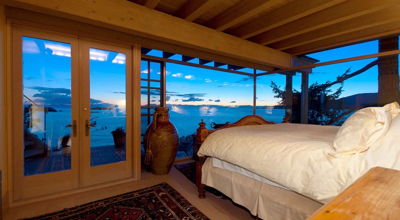 White Bedding Bedroom Clean White Bedding Of Contemporary Bedroom With Big Potted Plants On Wood Floor Of Seaside House Involved Wood Glass Windows Dream Homes  Beautiful Seaside Home With Classic And Vintage Decorations