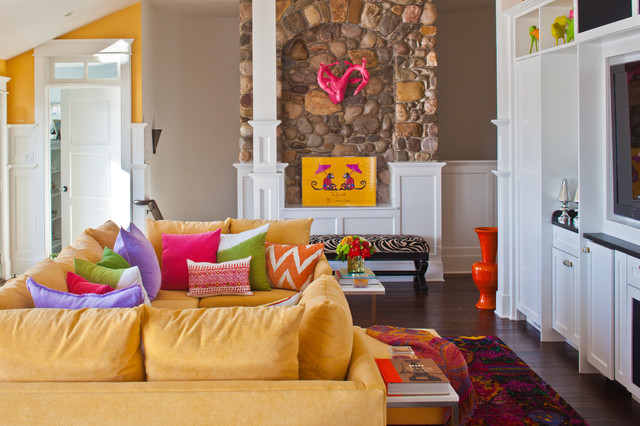 Living Room Pillows Colorful Living Room With Nice Pillows And Yellow Sofas That Black White Bench Under The Paint Wall Dream Homes 20 Eye-Catching Yellow Sofas For Any Living Room Of The Modern House