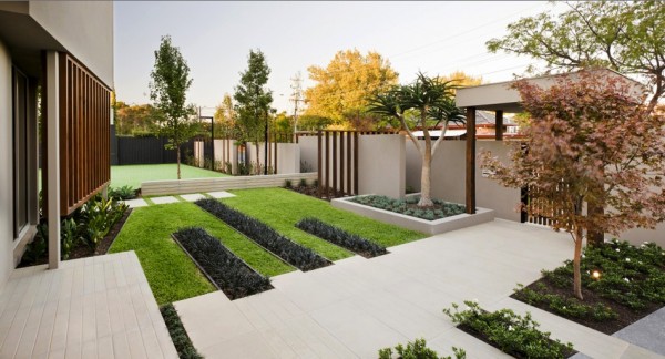 Home Garden With Contemporary Home Garden Idea Combined With Landscape And Lawn With Neat Plantation Growing In A Row Garden 18 Beautiful Garden Decorations To Make Green Corner Environment