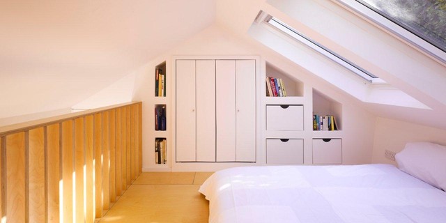 Loft Bedroom Railing Contemporary Loft Bedroom With Wood Railing Storage Ideas For Small Bedrooms Sloping Attic Window White Bed Bedroom 16 Smart Storage Ideas For Small Bedrooms Applications