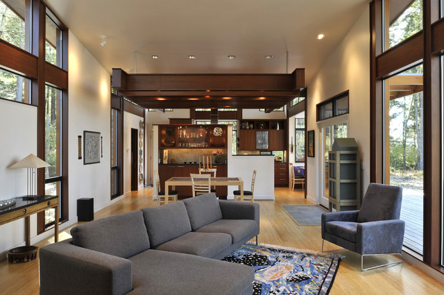 Contemporary Living With Cool Contemporary Living Room Design With Dark Grey Colored Small Sectional Sofa And Soft Brown Wooden Floor Furniture Cozy And Beautiful Sectional Sofa To Decorate Small Space Room