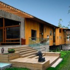 Entrance Design Ranch Cool Entrance Design Of Swanwick Ranch With Soft Brown Colored Wooden Staircase And Silver Stainless Handrail Dream Homes Captivating Ranch Home Design In Trendy Contemporary Style