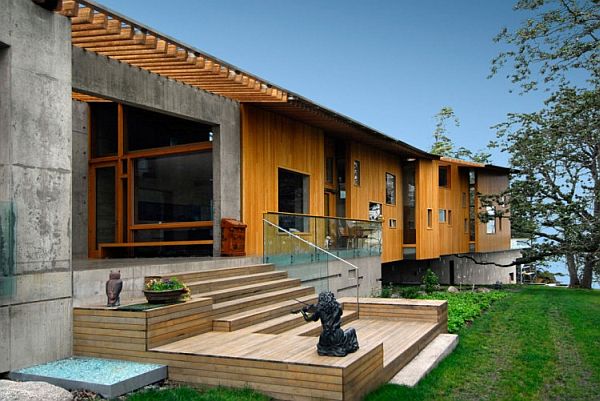 Entrance Design Ranch Cool Entrance Design Of Swanwick Ranch With Soft Brown Colored Wooden Staircase And Silver Stainless Handrail Dream Homes Captivating Ranch Home Design In Trendy Contemporary Style