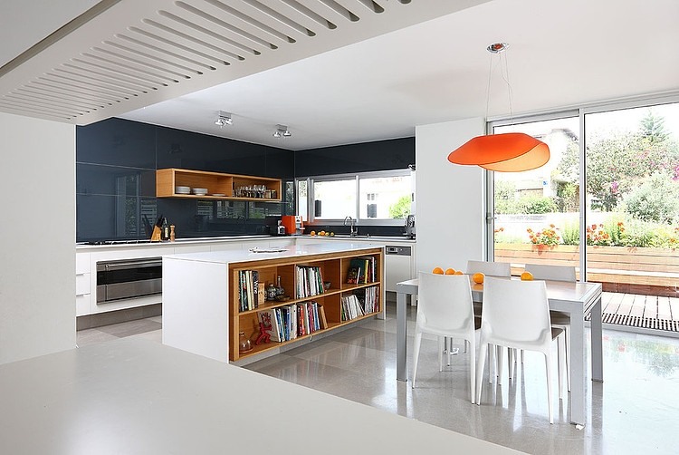 House Amitzi Involving Cool House Amitzi Architects Interior Involving Open Kitchen With Bookcase On Island And Dining Room Dream Homes Stylish Minimalist Home Interior And Exterior With Bewitching White Paint Colors