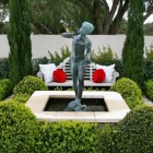 Kid Statue Center Cool Kid Statue Installed On Center Of Raised Pond With Formed Hedgerow To Enhance Home Outdoor Seating Nook Garden 18 Beautiful Garden Decorations To Make Green Corner Environment