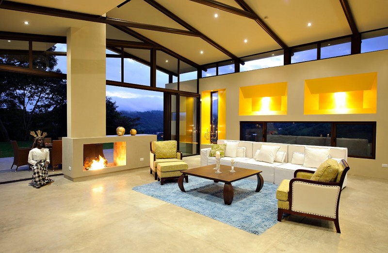 Living Room Areopagus Cool Living Room Design Of Areopagus Residence With Cream Floor Made From Marble And Several Soft Chair In Yellow Color Dream Homes Stunning Hill House Design With Sophisticated Lighting In Costa Rica