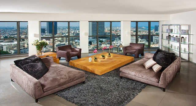 Penthouse Family With Cool Penthouse Family Room Idea With Brown Velvet Sofa Sectionals And Large Beech Coffee Table With Flowers Dream Homes  Fancy Modern Sectional Sofas Creates Elegant Living Spaces And Nuance