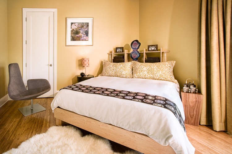 Small Bedroom Wooden Cozy Small Bedroom Design With Wooden Bed Frame And White Duvet Cover In Modern Residence With Modern Chair Decoration  Wonderful Traditional Interior Design For Unique Modern Residence