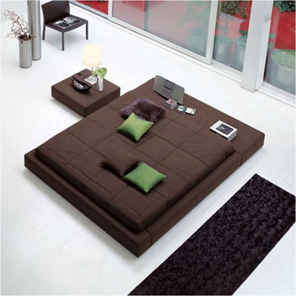 Modern Bed Stylish Creative Modern Bed Design With Stylish Chair And Brown Table Furniture With Square Shape On White Floors Bedroom  15 Neutral Modern Bedroom Decoration In Stylish Interior Designs