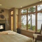 Wall Mural Gas Creative Wall Mural Above Modern Gas Fireplace In Master Bedroom Peaceful Ocean View From Sunset Point House Dream Homes Sustainable Contemporary Home With Wood And Stained Glass Facade