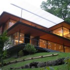 Exterior Design Material Cultivated Exterior Design With Glass Material Applied On The Wall In The Japanese Rural Homes By KidosakiArchitects Architecture Beautiful Modern Japanese Home Covered By Glass And Wooden Walls