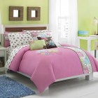 Pink White Set Cute Pink White Patterned Duvet Set Be True By Roxy Furnished White Wooden Nightstand On White Marble Tiled Floor Bedroom Cool And Lovely Bedroom Designs With Creative Duvet Covers