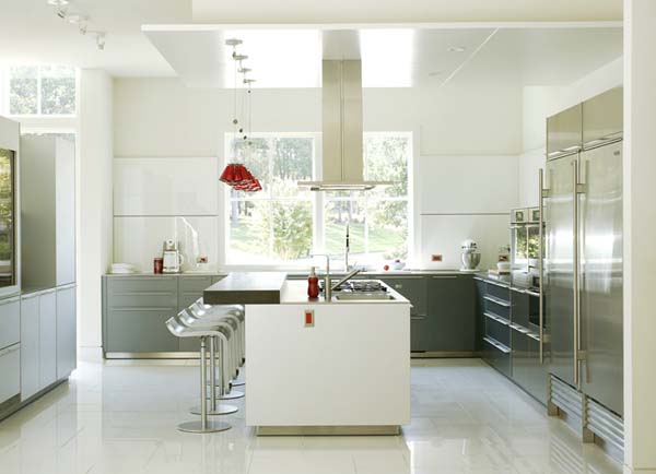 Modern Kitchen Abraham Delightful Modern Kitchen Interior Of Abraham Residence With Beautiful Outside Panorama To Get Total Comfort Design Dream Homes Simple Contemporary Home With Rectangular Swimming Pool And White Color Dominates
