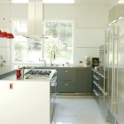 Modern White With Delightful Modern White Kitchen Design With Red Decoration Of Abraham Residence Providing Total Elegant Nuance Dream Homes Simple Contemporary Home With Rectangular Swimming Pool And White Color Dominates