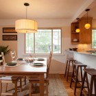 Dinning Room Wooden Distinct Dining Room Design With Wooden Table And Chairs Also And The Drum Lamp Shade Turn On Make The Room More Bright Decoration 15 Drum Chandelier Lamp Shades In Your Sleek And Elegant Interiors