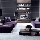 View By With Dramatic View By Living Room With Purple Sofas And Bookcase Showing Photos And Porcelains Which Full Up The Decoration Decoration 20 Whimsical Purple Sofa Furniture For Gorgeous Interior Appearance