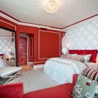 Bedroom Design With Eclectic Bedroom Design Interior Decorated With Red Bedroom Ideas With Minimalist Space Used Crystal Chandelier Lighting Style Bedroom 30 Romantic Red Bedroom Design For A Comfortable Appearances