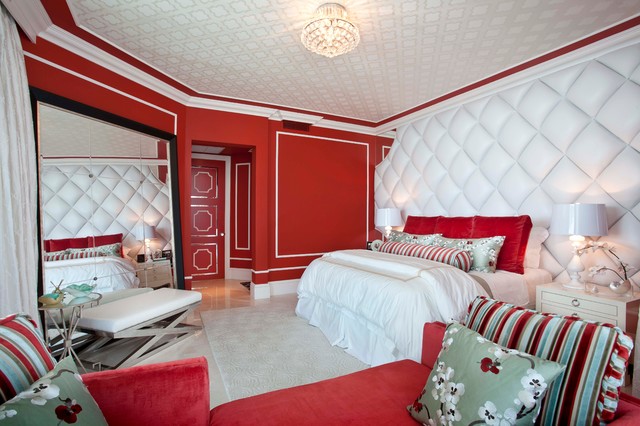 Bedroom Design With Eclectic Bedroom Design Interior Decorated With Red Bedroom Ideas With Minimalist Space Used Crystal Chandelier Lighting Style Bedroom 30 Romantic Red Bedroom Design For A Comfortable Appearances