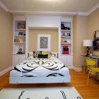 Decorating Bedroom Bed Eclectic Decorating Bedroom Ideas Floating Bed With Floral Themed Bed Sheet Sleek Wood Floor Yellow Chair Glass Wall Mounted Desk Bedroom 30 Unique And Cool Bedroom Furniture Ideas For Awesome Small Rooms