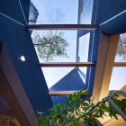 House In With Eclectic House In Uenoshiba Interior With Bright Ceiling Lights Leafy Ornamental Plants Wood Roof Truss Glass Wall Dream Homes Creative And Awesome Japanese Home With Modern Living Room Style