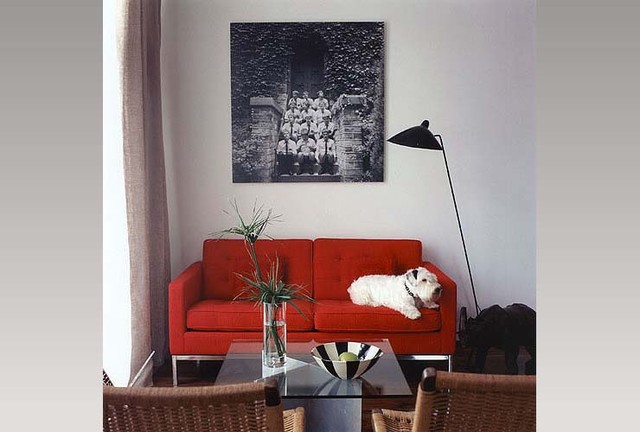 Living Room Tufted Eclectic Living Room Involved Red Tufted Red Sofa With Glass Living Desk And Black Curved Standing Lamp Beside It Decoration 20 Vibrant And Bright Red Sofas For Chic Living Room With Personality