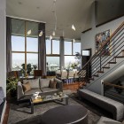 House San Fredman Elegant House San Francisco Susan Fredman Design Group Double Height Living Room With Blue Wall Art Interior Design Modern Mountain Home With Concrete Exterior And Interior Structure