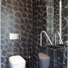 Manor River Bathroom Elegant Manor River Remy Meijers Bathroom Design With Dark Tile Backsplash And Applied White Porcelain Toilet Decoration Dazzling Glossy Furniture In Bright And Elegant House Interiors