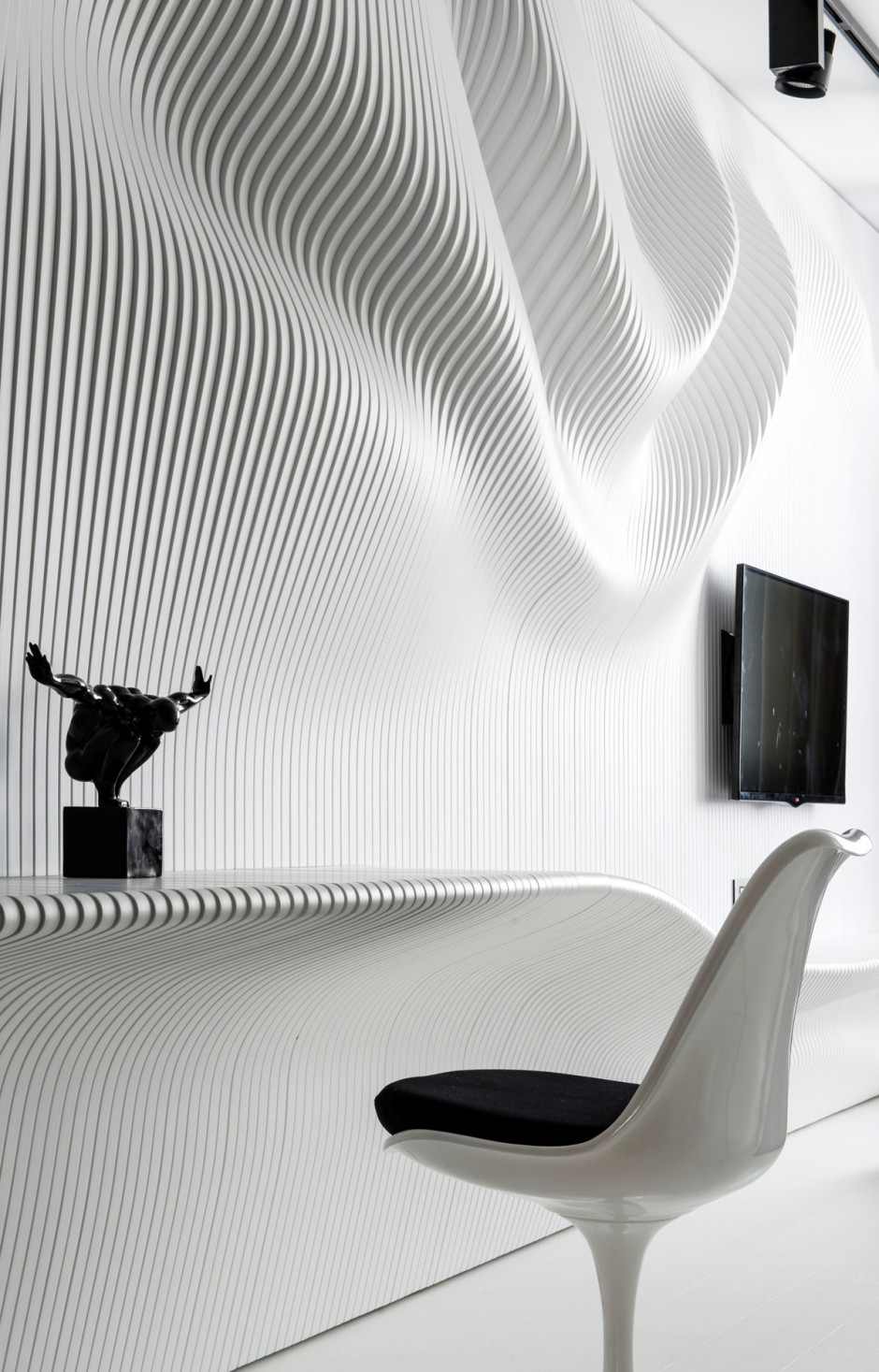 Bedroom Design With Enchanting Bedroom Design Futuristic Bedroom With White Colored Wooden Curvy Wall And Black Pendant Lamps Furniture 10 Stunning Black And White Bedroom Ideas In Fall Color Accent